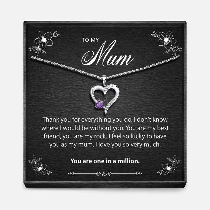 One In A Million Mum - Sterling Silver Sacred Heart Necklace - 5 Colours