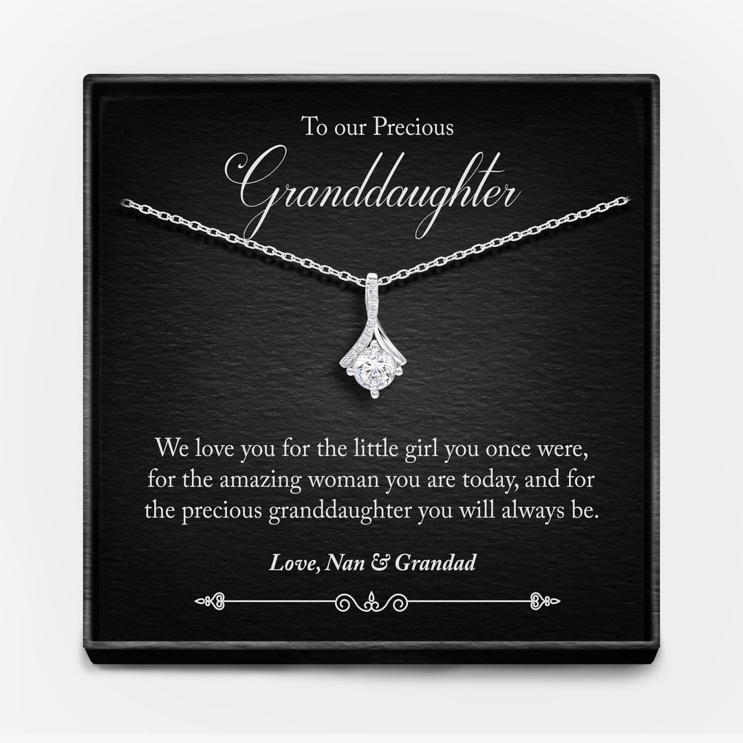 "TO MY GRANDDAUGHTER" WHITE GOLD NECKLACE