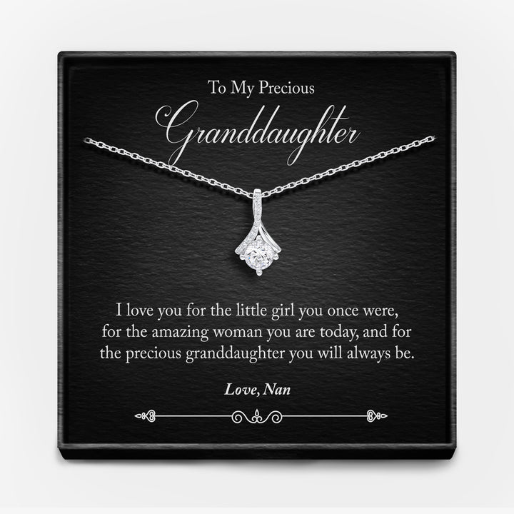 "TO MY GRANDDAUGHTER" WHITE GOLD NECKLACE
