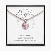 Daughter - Never Change  - Sparkling Morganite Heart Necklace