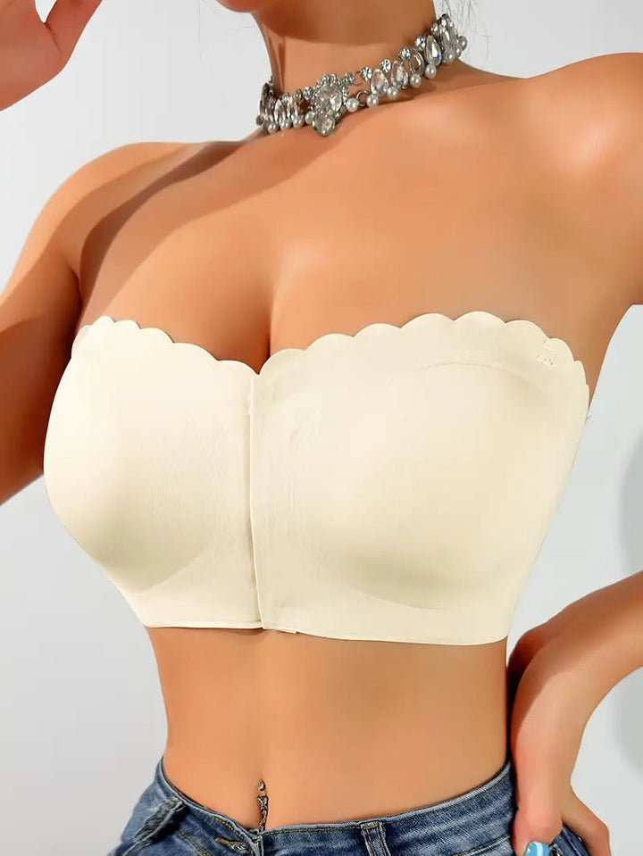 Naadloze bralette tube top met golvende rand