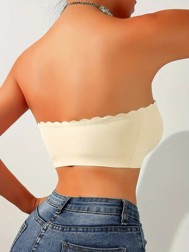 Naadloze bralette tube top met golvende rand