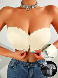 Naadloze bralette tube top met golvende rand