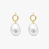 Freshwater Baroque Pearl Drop Earrings - Vermeil Gold