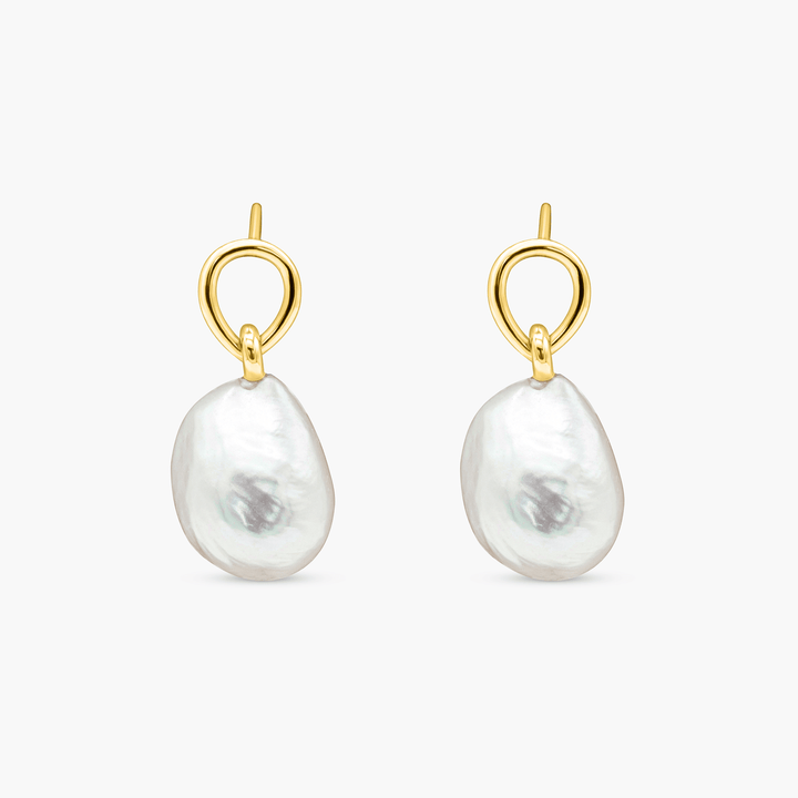 Freshwater Baroque Pearl Drop Earrings - Vermeil Gold