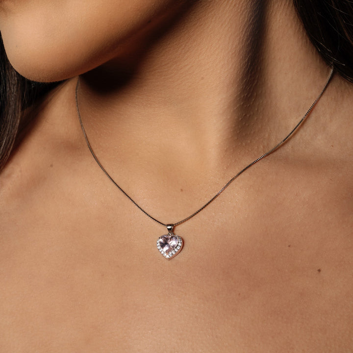 Forever and Always Soulmate  - Sparkling Morganite Heart Necklace