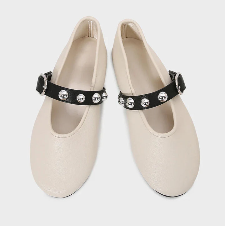 Virelle Stud – Leren Mary Jane Ballerina's