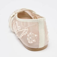Elowen Ivory – Geborduurde Mesh Mary Jane Ballerina&