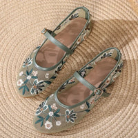 Elowen Bloom – Embroidered Mesh Mary Jane Flats