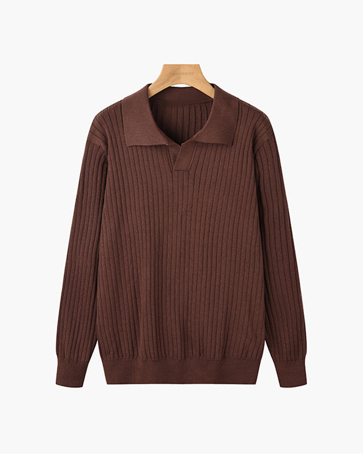 Florence Ribbed Long Sleeve Polo Shirt