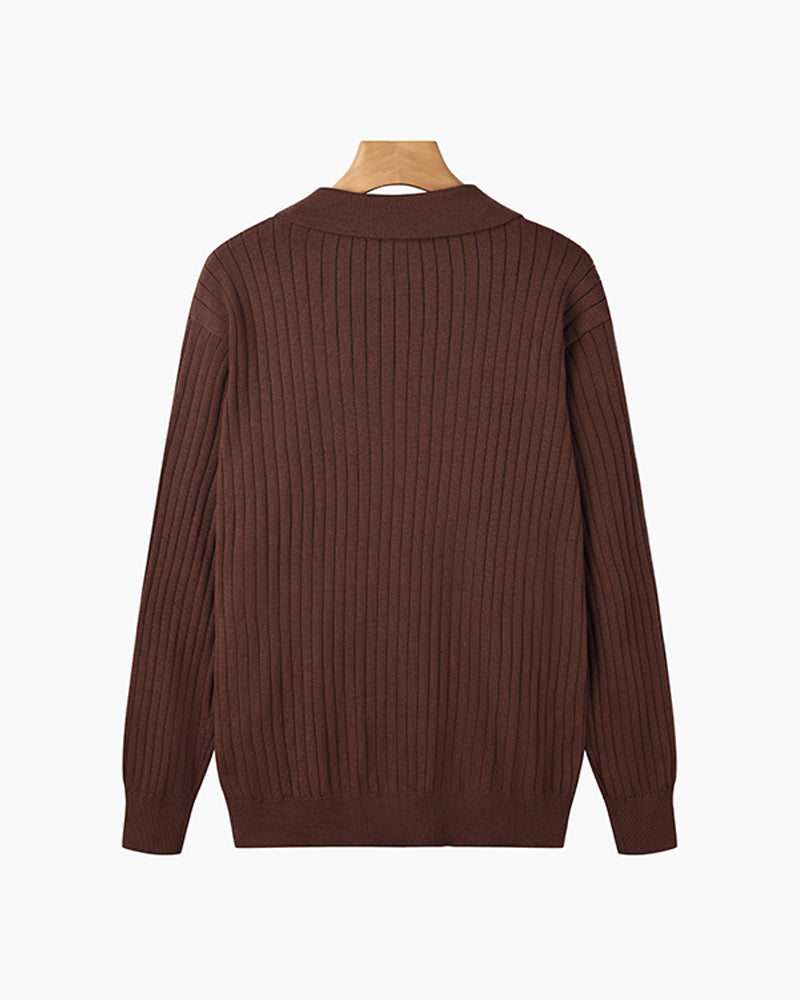 Florence Ribbed Long Sleeve Polo Shirt