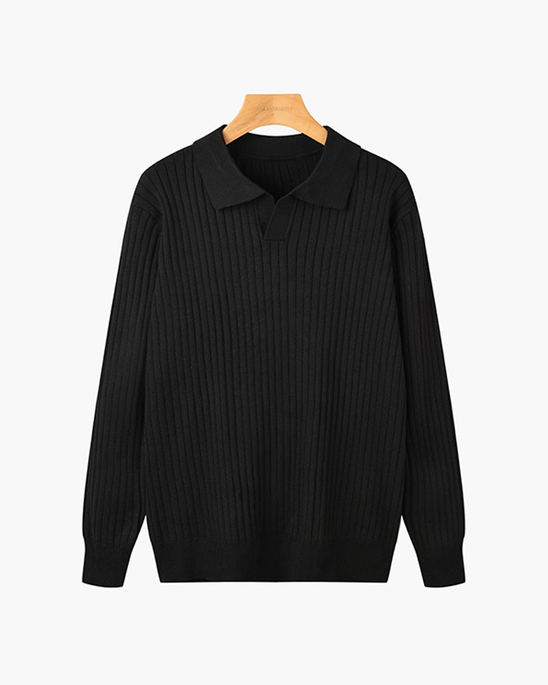 Florence Ribbed Long Sleeve Polo Shirt