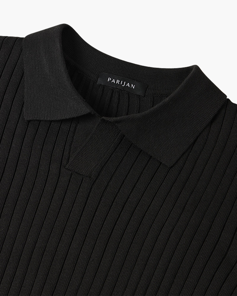 Florence Ribbed Long Sleeve Polo Shirt