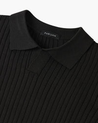 Florence Ribbed Long Sleeve Polo Shirt