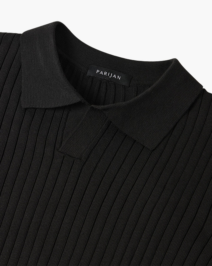 Florence Ribbed Long Sleeve Polo Shirt