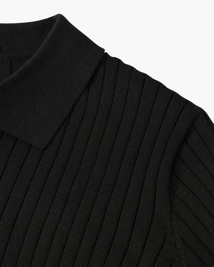 Florence Ribbed Long Sleeve Polo Shirt