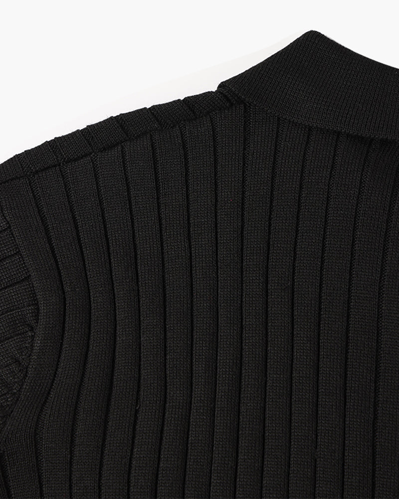 Florence Ribbed Long Sleeve Polo Shirt
