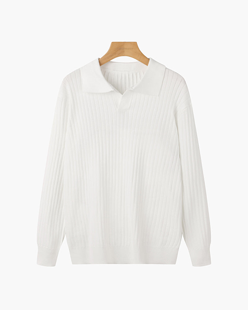 Florence Ribbed Long Sleeve Polo Shirt