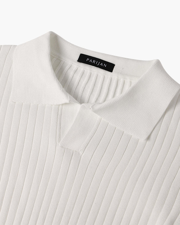 Florence Ribbed Long Sleeve Polo Shirt
