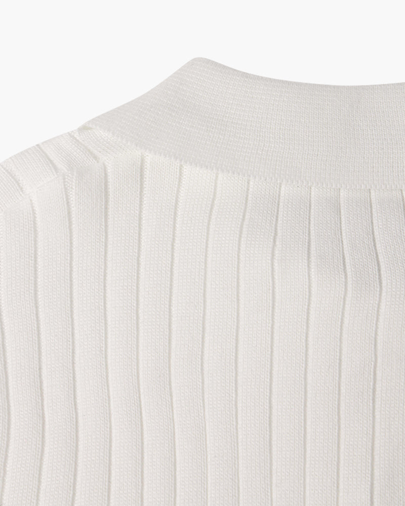Florence Ribbed Long Sleeve Polo Shirt