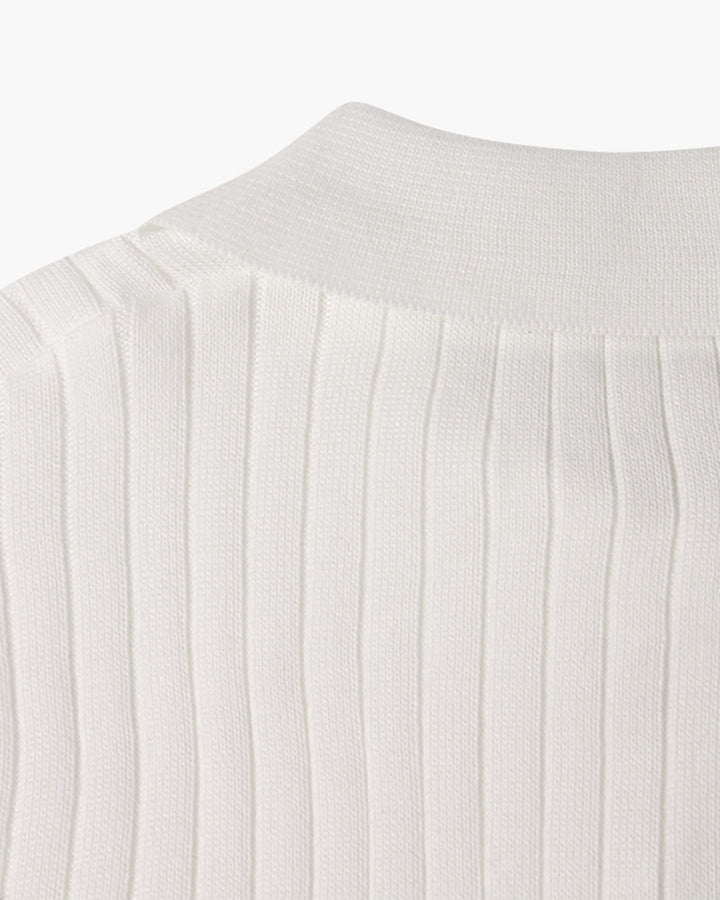 Florence Ribbed Long Sleeve Polo Shirt