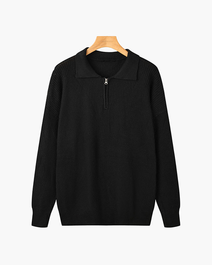 Zurich Ribbed Cotton Half-Zip Sweater