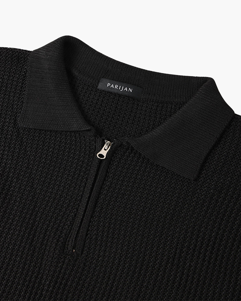 Zurich Ribbed Cotton Half-Zip Sweater