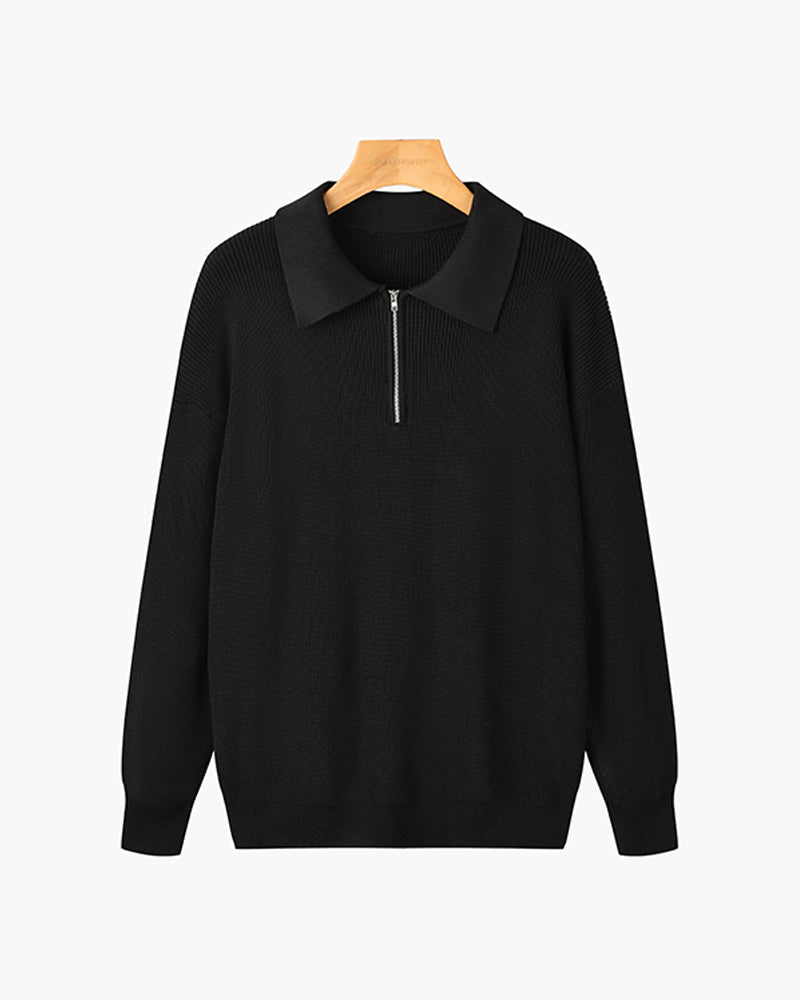 Geneva Waffle Knit Half-Zip Sweater
