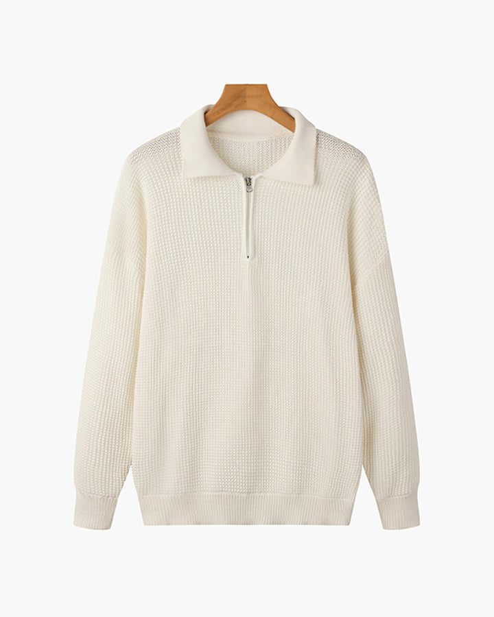 Zurich Ribbed Cotton Half-Zip Sweater