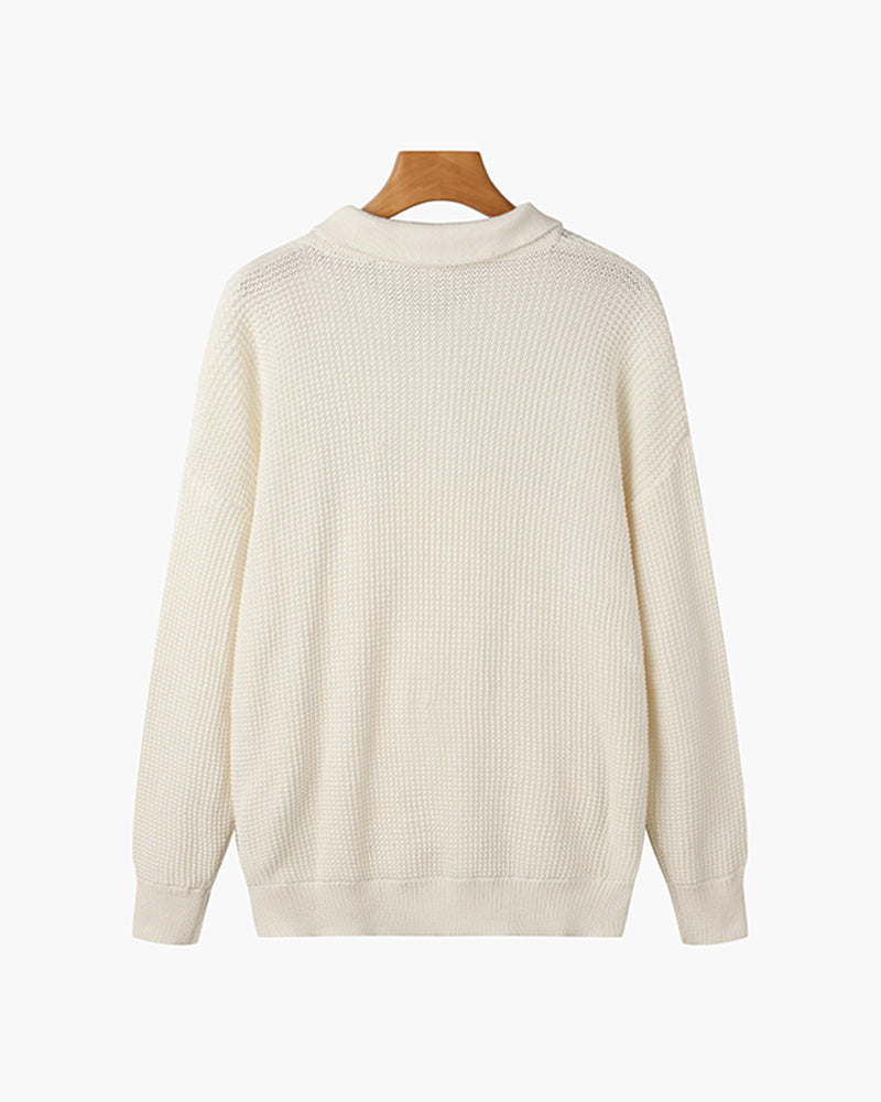 Zurich Ribbed Cotton Half-Zip Sweater