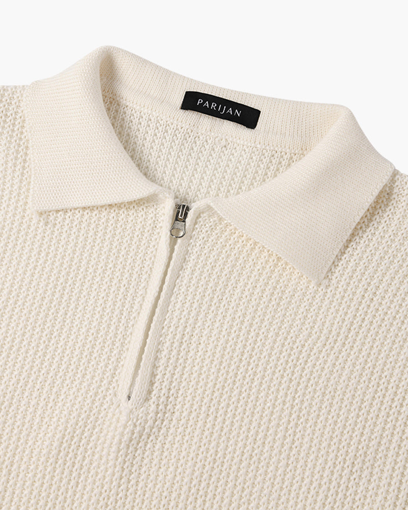 Zurich Ribbed Cotton Half-Zip Sweater