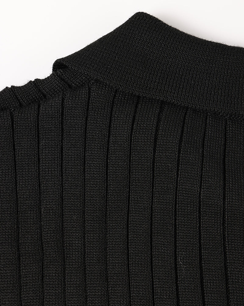 Vienna Ribbed Cotton Long Sleeve Polo Shirt