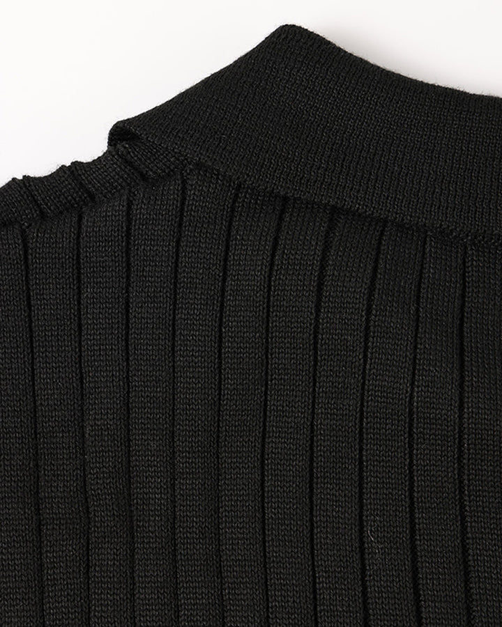Vienna Ribbed Cotton Long Sleeve Polo Shirt
