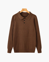 Vienna Ribbed Cotton Long Sleeve Polo Shirt