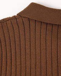 Vienna Ribbed Cotton Long Sleeve Polo Shirt