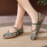 Elowen Bloom – Embroidered Mesh Mary Jane Flats