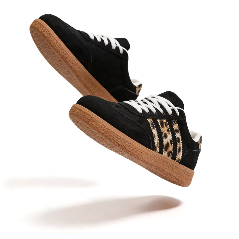 Samba Retro zwarte sneakers met luipaardprint