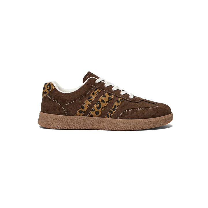 Samba Retro Bruine Sneakers met Luipaardprint