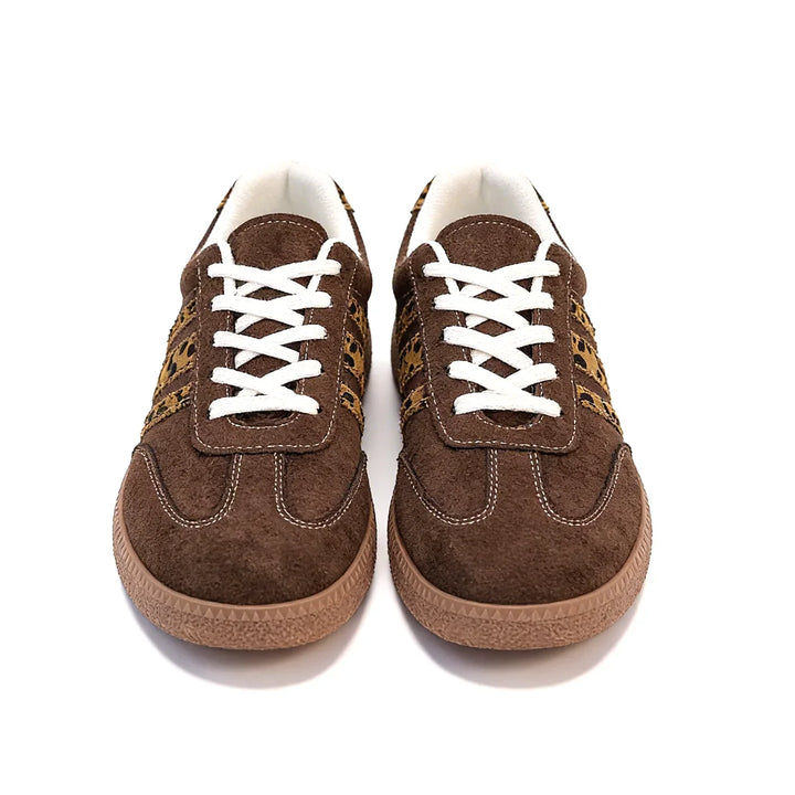 Samba Retro Bruine Sneakers met Luipaardprint