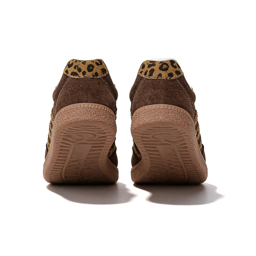 Samba Retro Bruine Sneakers met Luipaardprint