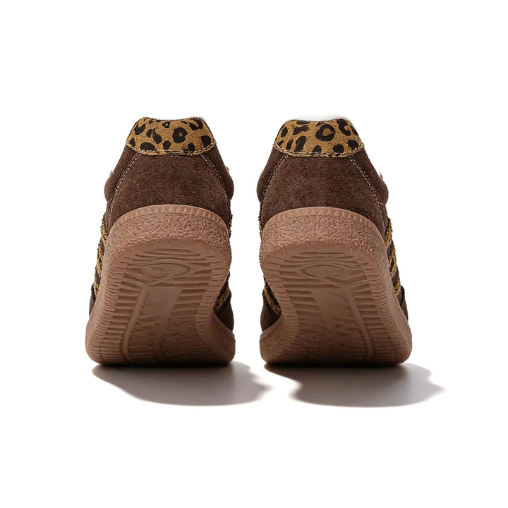 Samba Retro Bruine Sneakers met Luipaardprint