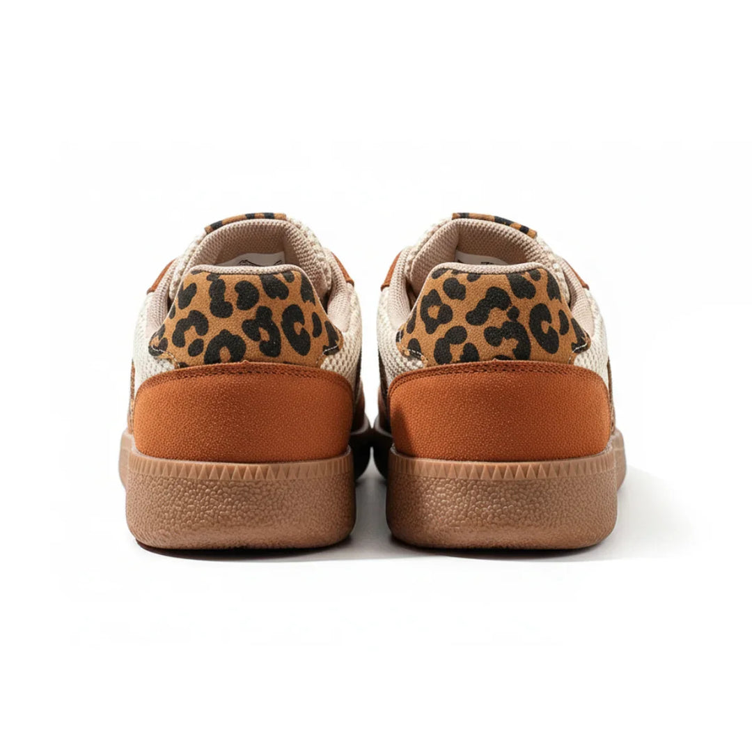 Samba Retro Bruin/Beige Sneakers met Luipaardprint