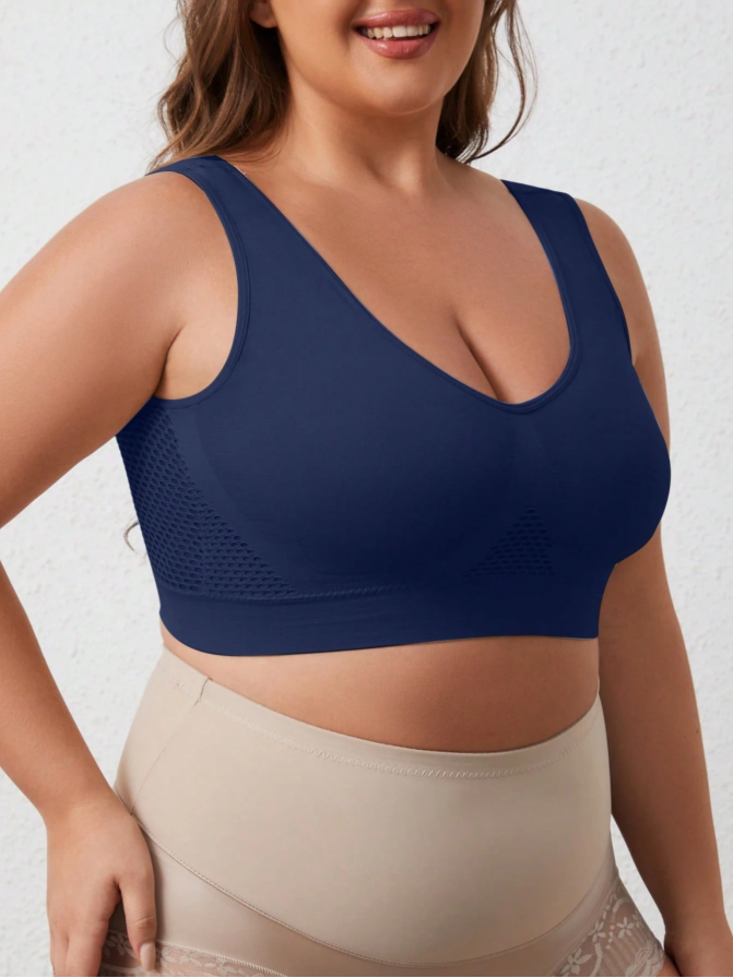 ?Plus Size Up to 5XL ?Curvy Breathable Hollow Out Wireless Bra (5 Pack)