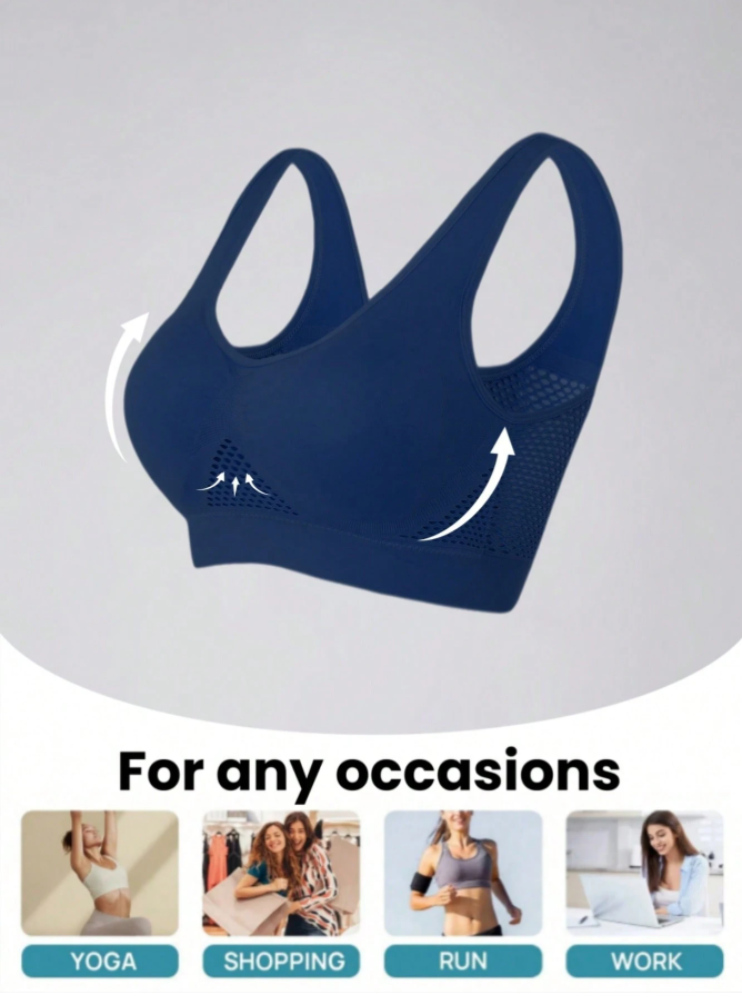 ?Plus Size Up to 5XL ?Curvy Breathable Hollow Out Wireless Bra (5 Pack)