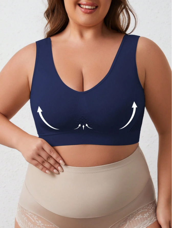?Plus Size Up to 5XL ?Curvy Breathable Hollow Out Wireless Bra (5 Pack)