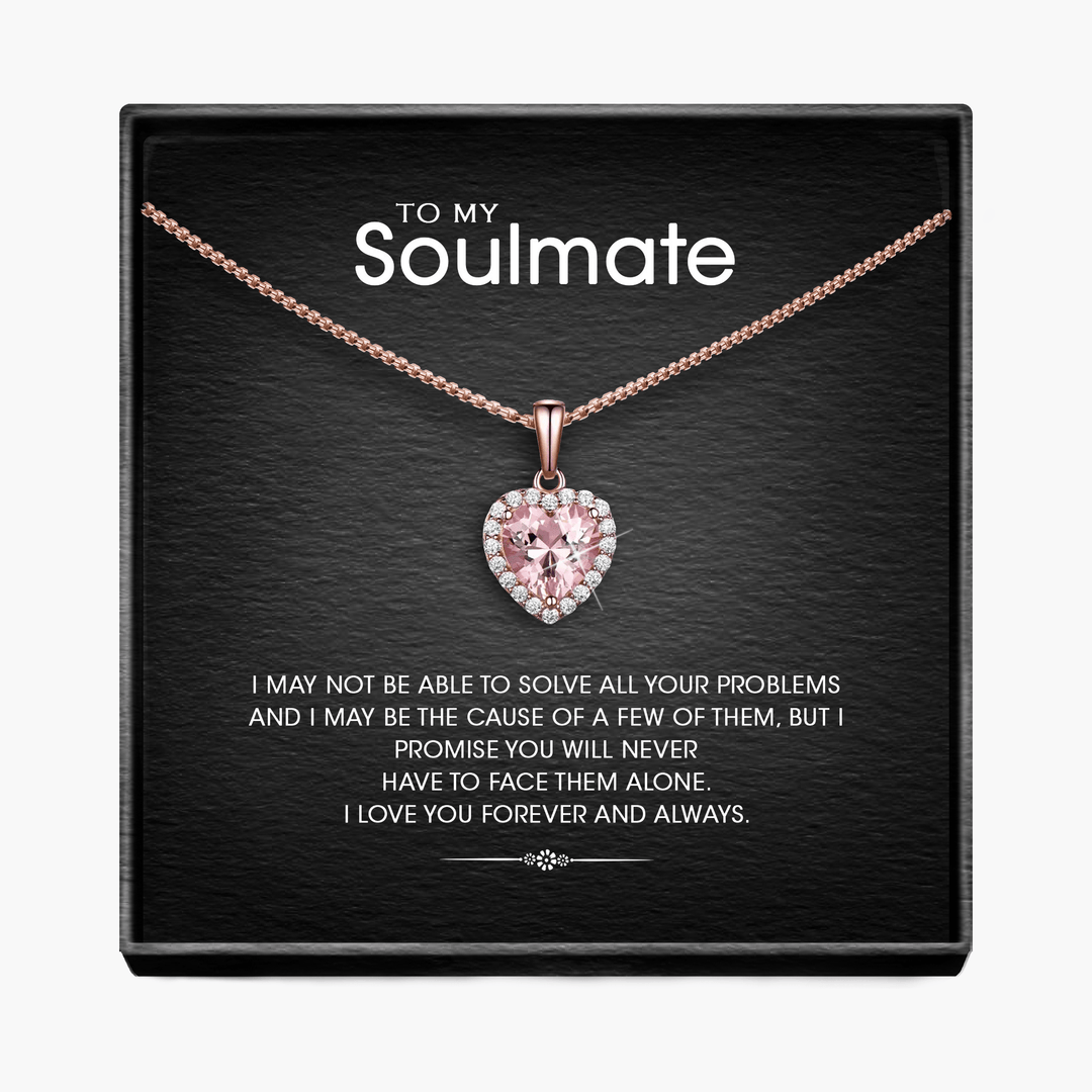 Forever and Always Soulmate  - Sparkling Morganite Heart Necklace