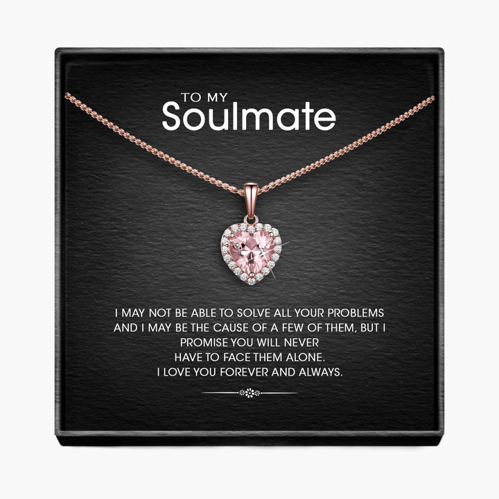 Forever and Always Soulmate  - Sparkling Morganite Heart Necklace
