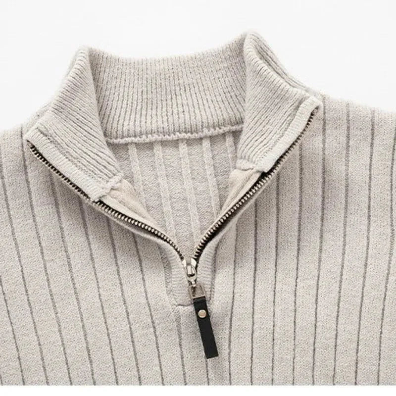 Meribel Ribbed High Neck Half-Zip Sweater