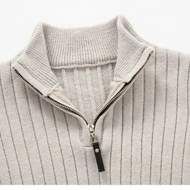 Meribel Ribbed High Neck Half-Zip Sweater