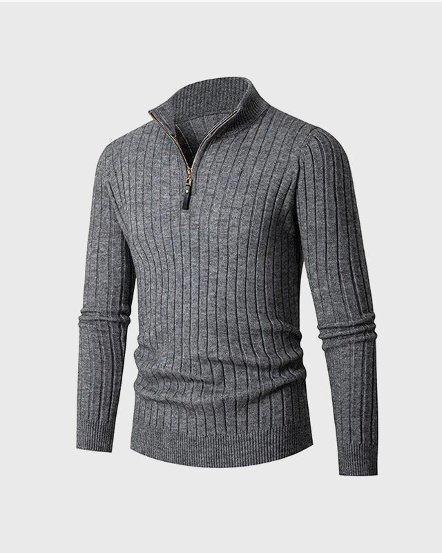 Meribel Ribbed High Neck Half-Zip Sweater